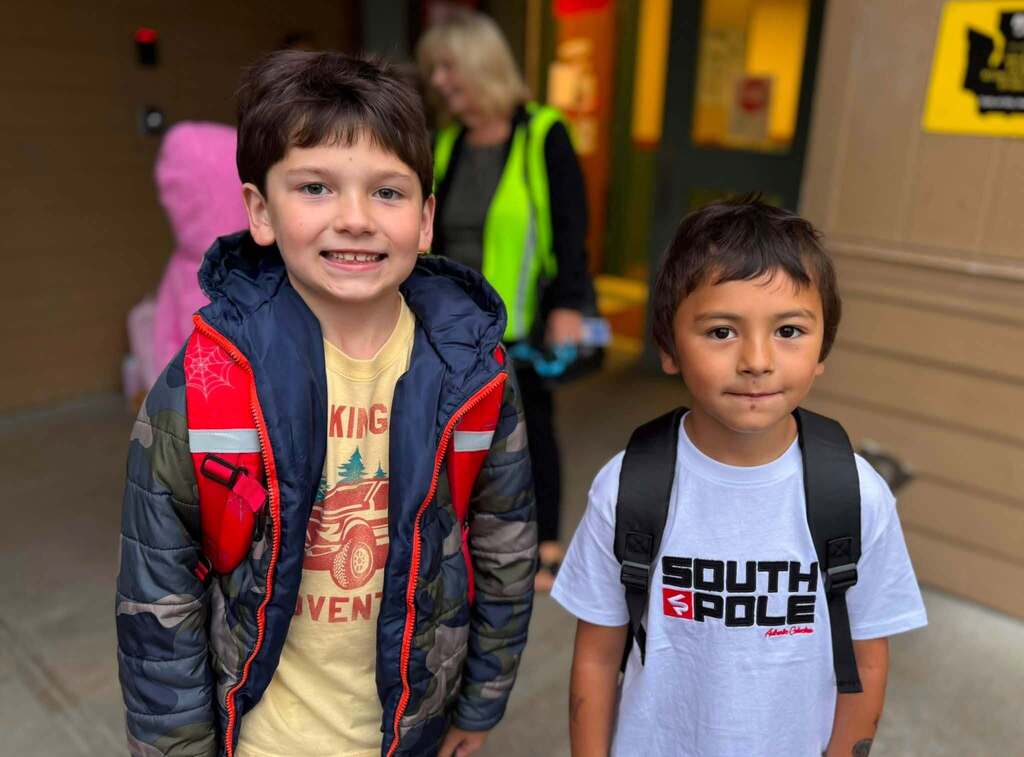 Smiles for the first day of school. Both these students are happy to be here.