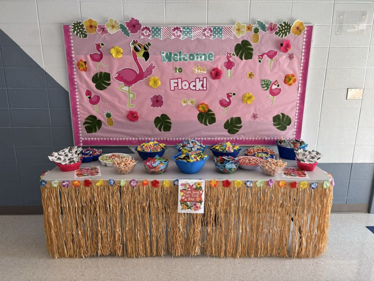 HAMS staff made a treat station of different tropical themed candy for families  