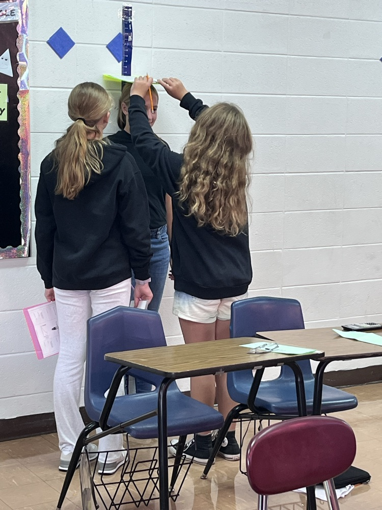 6th hour girls measuring their heights 
