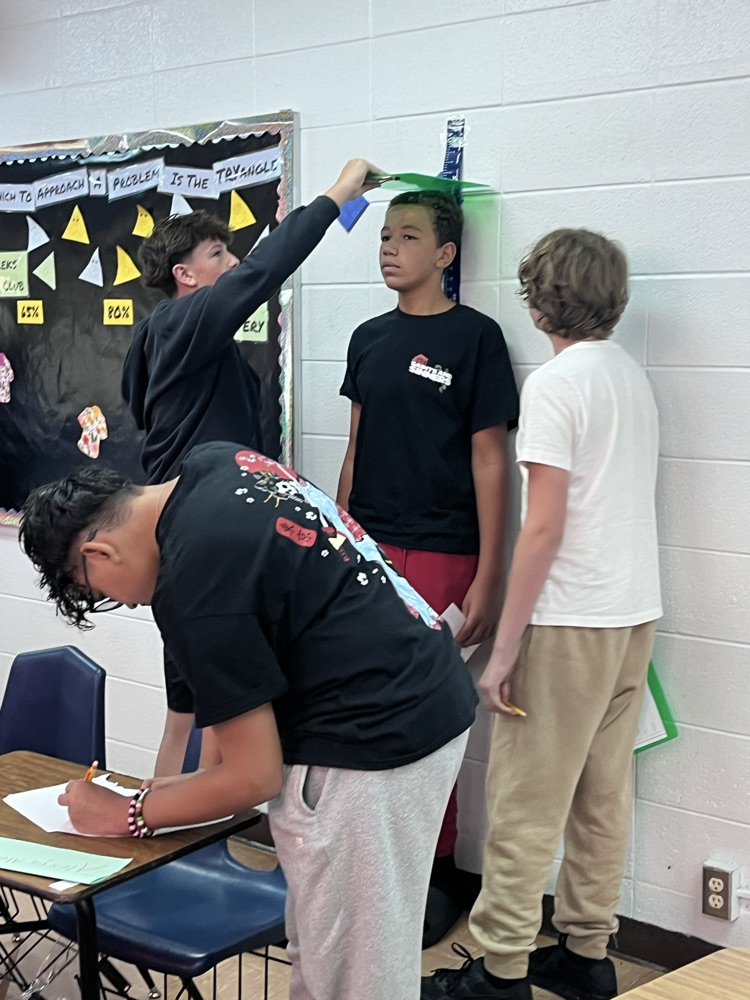 1st hour group measuring their height in inches