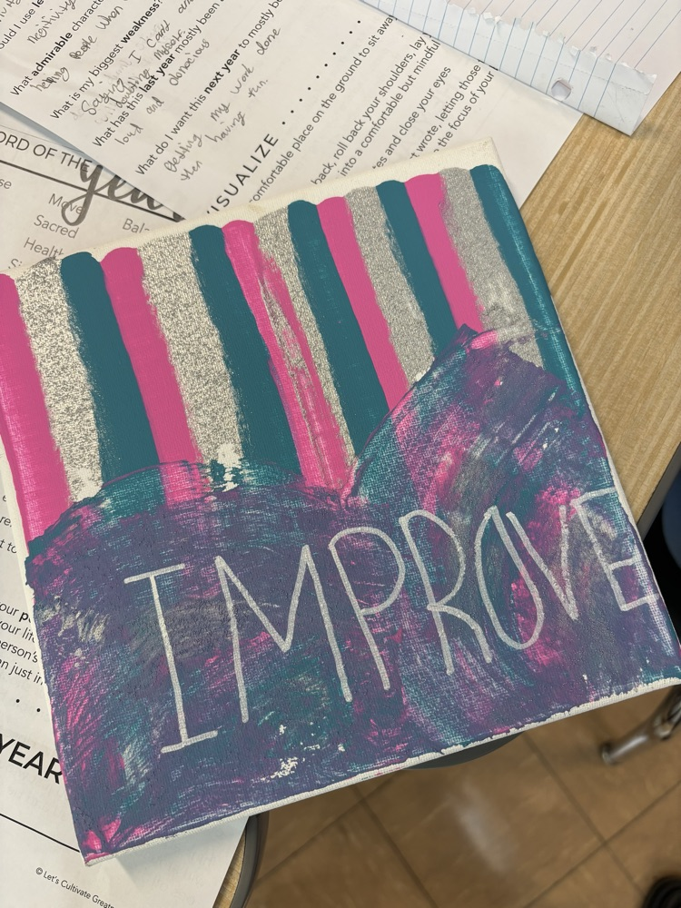 pink and purple canvas with the word “improve"