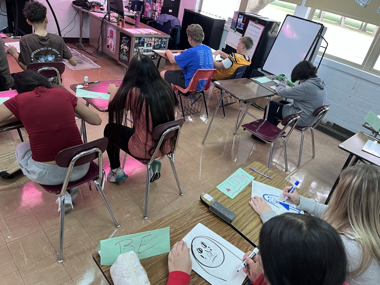 students drawing how they handle their storms of life currently 