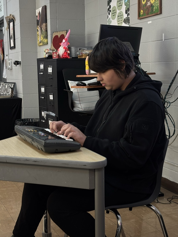 Student demonstrating keyboard skills