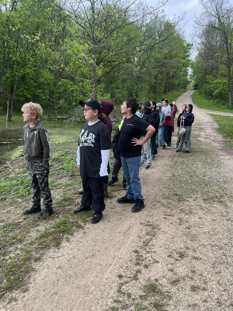 The class of Mrs. Gaddis and Mrs. Turner had day 1 of Outdoor School today. we went for a short hike before the rain and saw some frogs, geese, snails, and a blue heron. This afternoon we were able to check out the animal pelts and some other items  