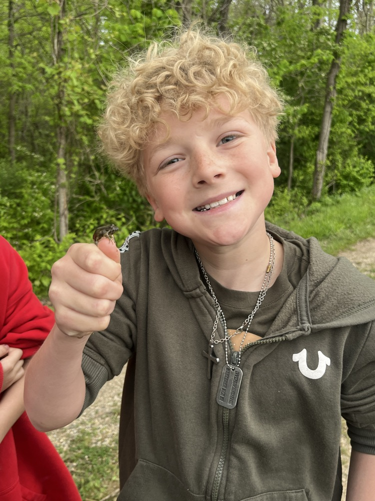 The class of Mrs. Gaddis and Mrs. Turner had day 1 of Outdoor School today. we went for a short hike before the rain and saw some frogs, geese, snails, and a blue heron. This afternoon we were able to check out the animal pelts and some other items