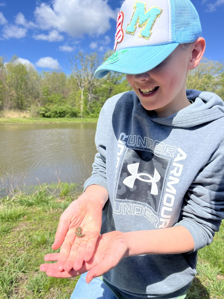 Day 3 of Outdoor School. Today the class of Mrs. Gaddis and Mrs. Turner hiked 2.7 miles on the Hidden Valley trail.  We talked about taxidermy and then the kids were able to catch some baby salamanders and tadpoles.  