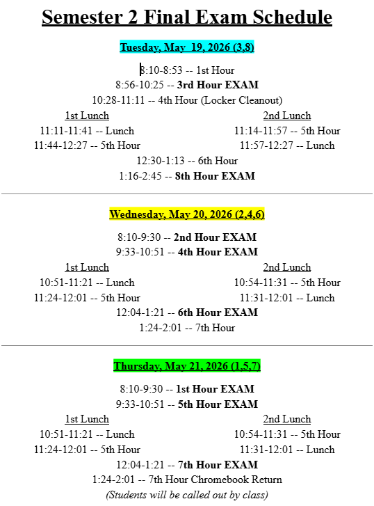 Exam Schedule May