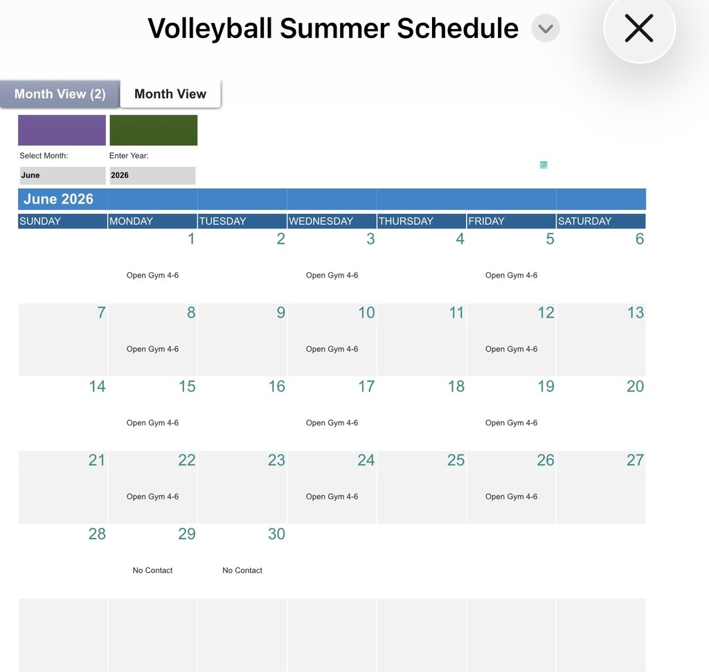 🏐 High School Volleyball Summer Schedule 🏐  Attention high school volleyball players and families! The summer volleyball schedule is here. Please review the attached dates for open gyms, contact days, camps, and other summer opportunities.  We are excited to get back in the gym, continue building our skills, and prepare for a great season. If you have any questions, please reach out to the coaching staff.  Go Cornjerkers! 💙🏐