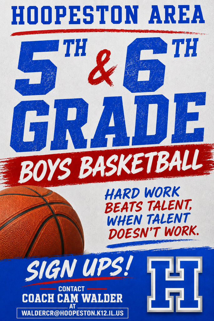 HA CUSD #11 5th and 6th Grade Boys interested in playing basketball this year should reach out to Coach Cam Walder with any questions or to sign up at waldercr@hoopeston.k12.il.us.