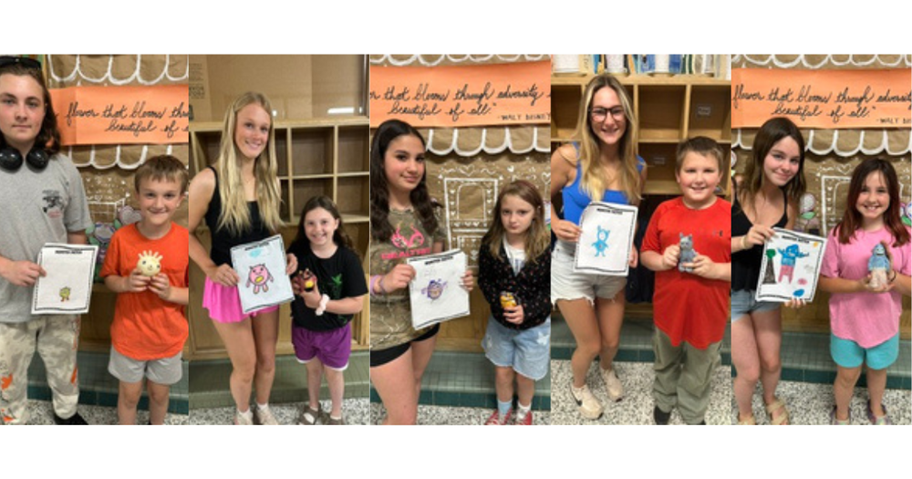 Fourth-grade students used their imaginations and created their own monsters! They wrote stories, drew pictures, and completed a packet that included adaptations of different characteristics of their monsters. High School students in Ms. Collins' ceramics class then chose a monster to bring to life! 👾 Such a fun project! Thank you for sharing these pictures, Ms. Collins!