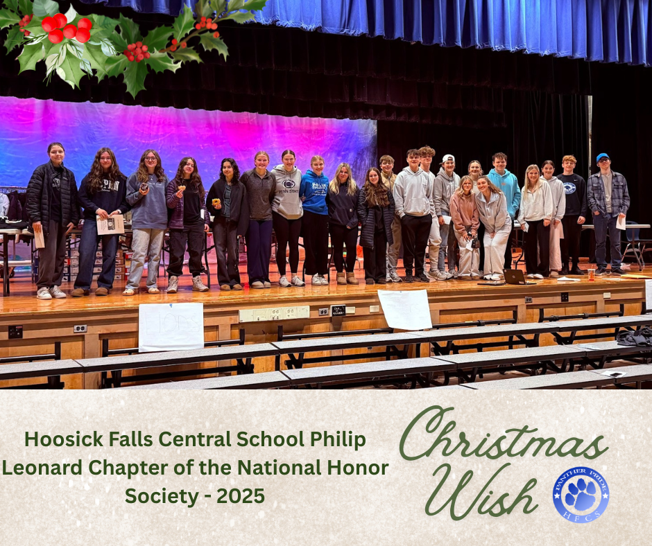 Did you know that there are two programs our students are involved in that help make the holidays for local families in our community? Our Philip Leonard Chapter of the National Honor Society organizes a Christmas Wish program and our Key Club students partner with the Kiwanis Club to hold a Toy Drive. Christmas Wish provides winter clothing such as pajamas, underwear, hats, mittens, boots, snow pants, winter coats, shoes, and toiletries to families in need. On December 6th, the NHS hosted an event for families to “shop” from our inventory of supplies, all for free. This year, they provided “Christmas Wishes” to over 70 students from more than 30 families. (Please see the attached letters to learn more about how you can help support this program.) Thank you to our students, staff, and community members who help to make these programs successful!