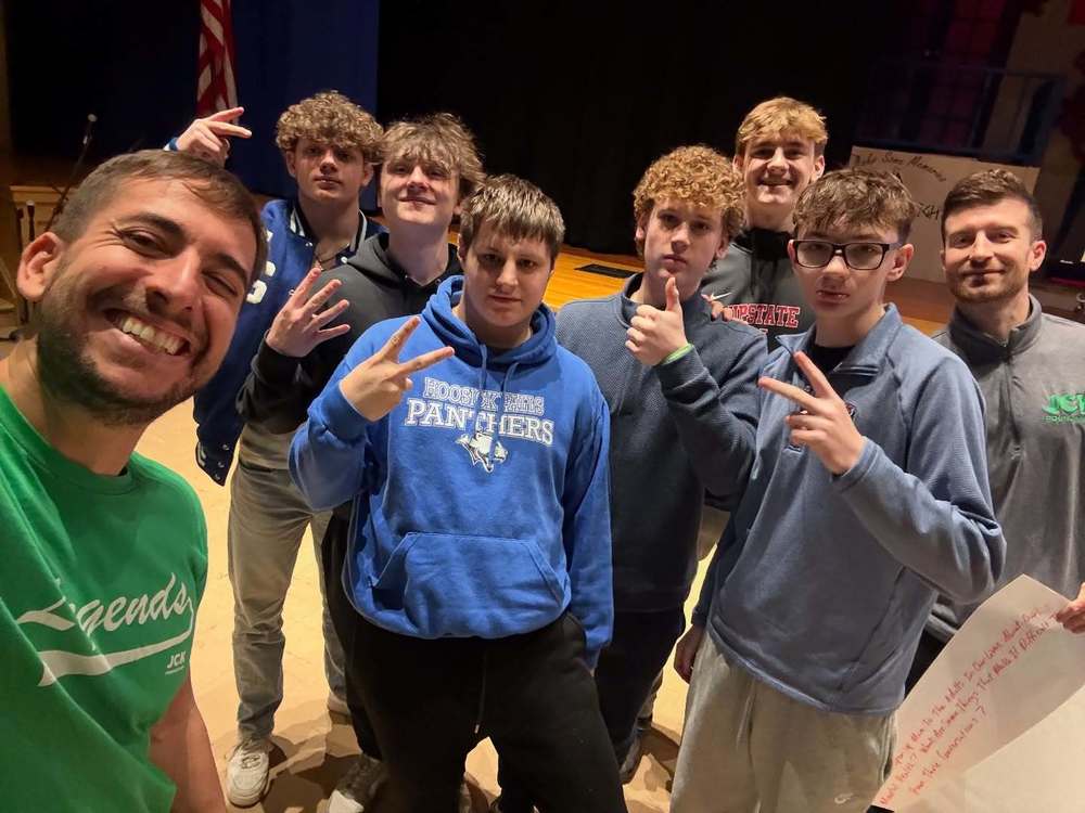 Last week, the Founder & Executive Director of the JCK Foundation,  John Tessitore, along with JCK Program Manager, Kevin McMahon, visited with our grade 5-12 students. “Through educational programming, research, and advocacy, the JCK Foundation promotes mental wellness in schools, businesses and communities by opening up conversations, sharing hopeful stories of mental health resilience, and connecting people to mental health resources.” John and Kevin have a special way of connecting with the students, engaging them in thoughtful discussions, and removing stigmas surrounding mental health. HFCS is looking forward to continuing this partnership and plans to schedule future visits from the JCK team. For more information about the JCK Foundation, please visit their website: https://www.jckfoundation.org/