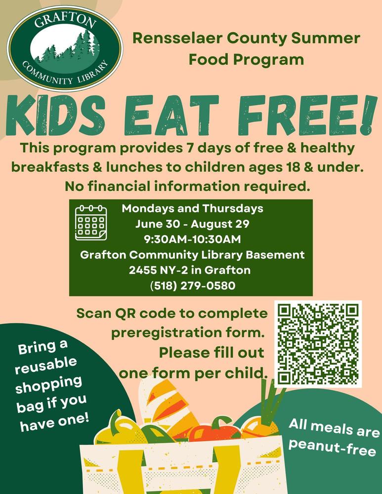 summer meals at Grafton Community Library flyer