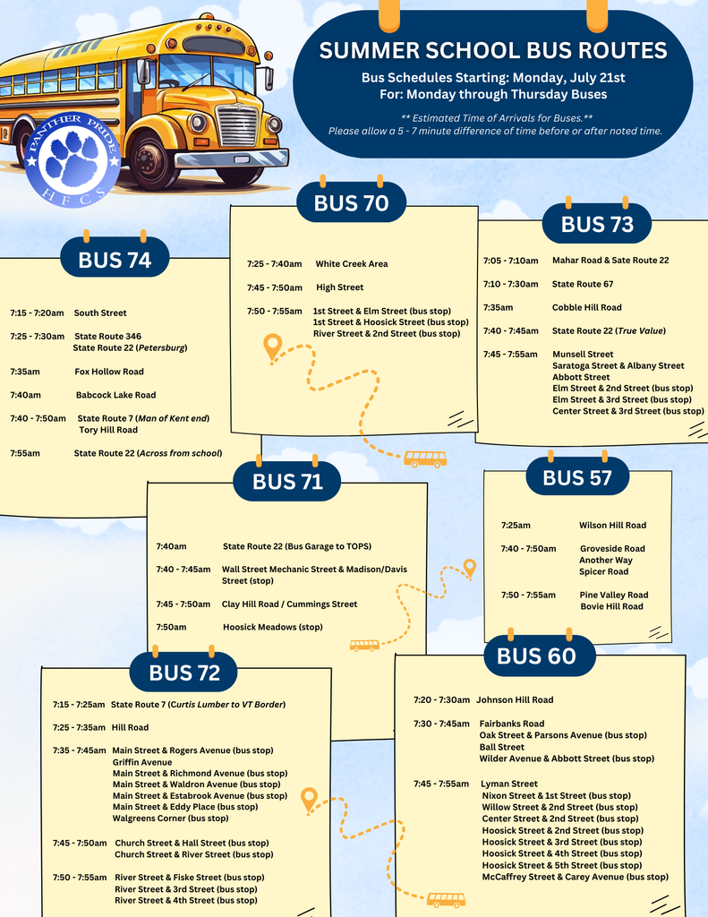 summer school bus route schedules 2025