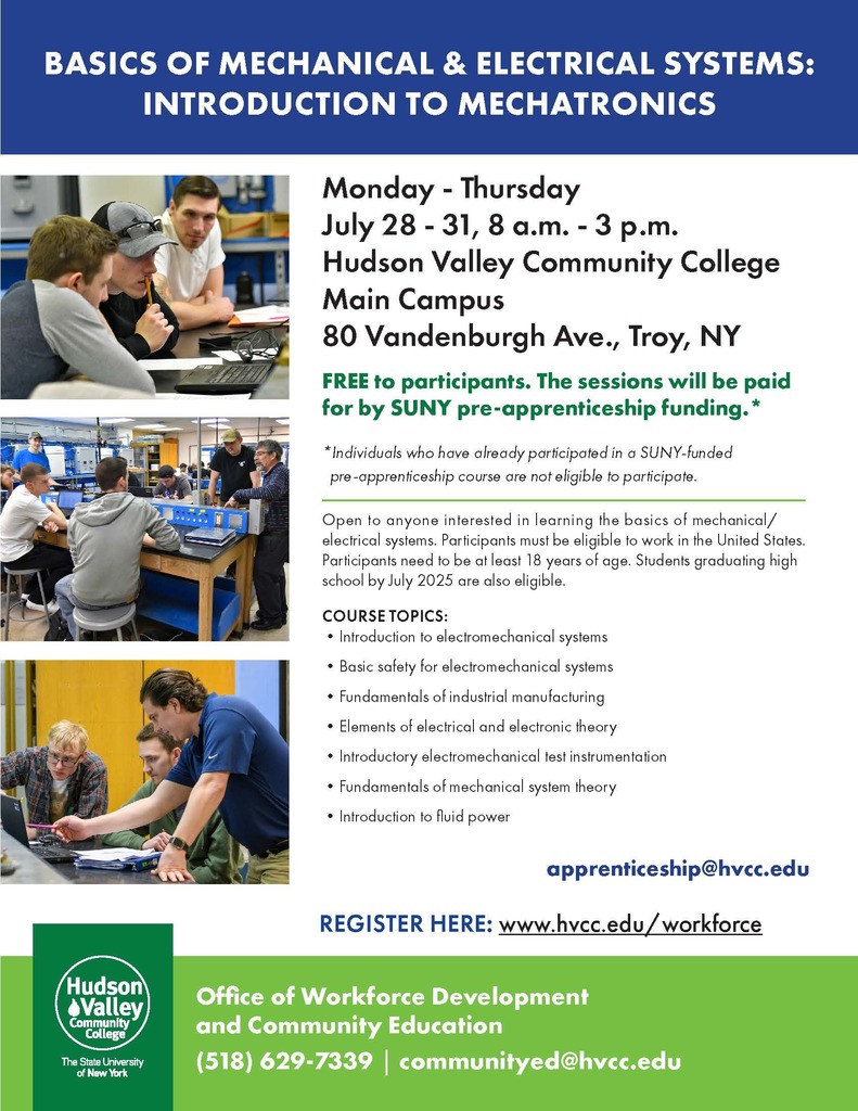 HVCC flyer for Intro. to Mechatronics
