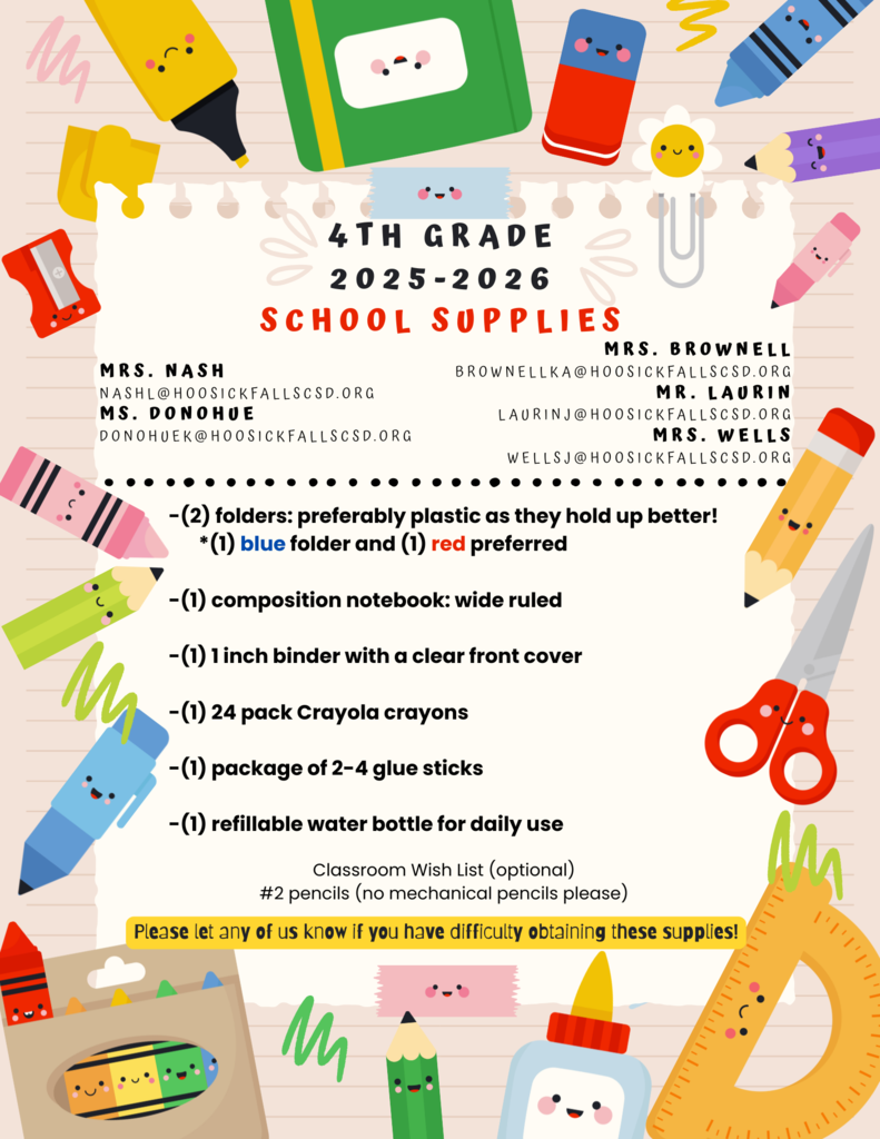 4th grade supply list flyer