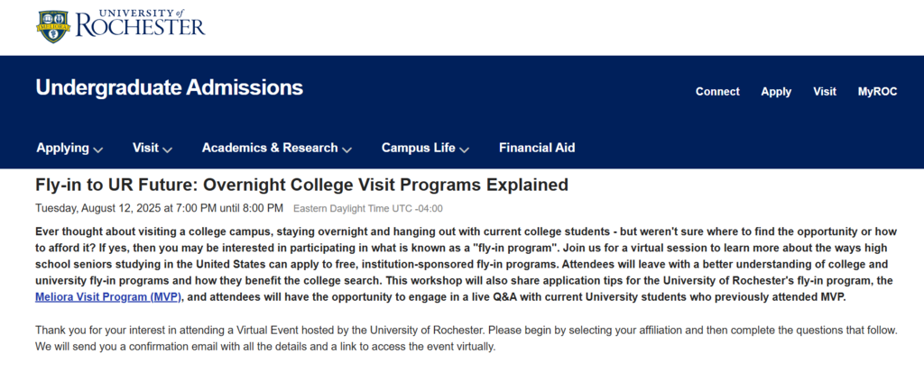university of rochester virtual opportunity image for free overnight college stay
