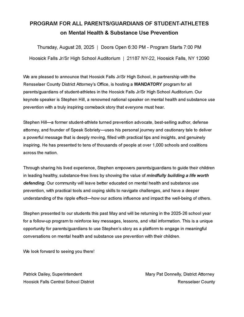mandatory parent/guardian & student-athlete presentation 8/28 @ 6:30 pm