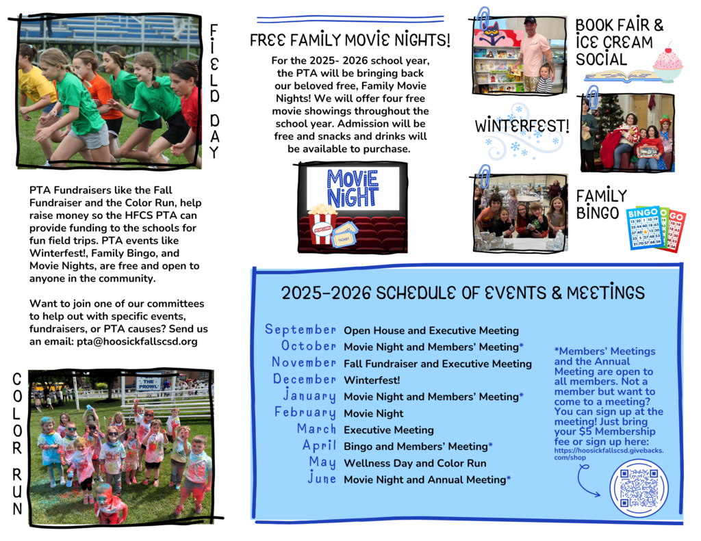 Want to get involved and support our students? Join the HFCS PTA today! $5 Membership lasts the whole school year. See our brochure for more details on how the PTA benefits our school and community. https://hoosickfallscsd.givebacks.com/shop