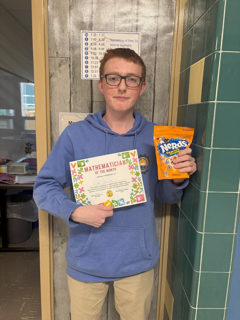 High School Math Teachers, Mrs. Jessica Nelson and Mr. Jacob Trinkle, announced their September 'Mathematicians of the Month' awardees. ➕📐➖✖️📏➗ These awards recognize students who consistently demonstrated perseverance, responsibility, effort, positive behavior, and academic success throughout the month. Intro to Geometry- Graysen Case and Jocelyn Clear Regents Geometry- Brynn Lackey and Liam DeVine Stats and Probability- Lizzy DaRosa Period 7 Algebra 1- Grant Glover Period 3 Algebra 1- Carly Turner Period 4 Algebra 1- Kate Bundrick Period 9 Algebra 1- Natalie Pell Keep up the great work, students, and thanks for sharing, Mrs. Nelson and Mr. Trinkle!🐾