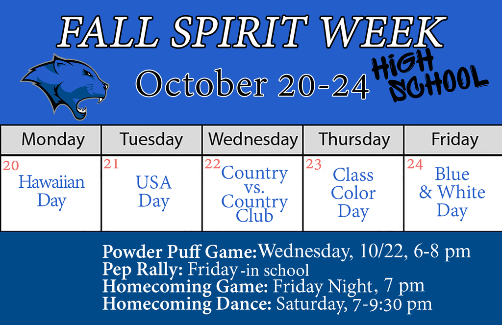 This week's Powderpuff game has been moved to Wednesday night, 10/22/25, at 6 pm. 🏈See you there!🐾