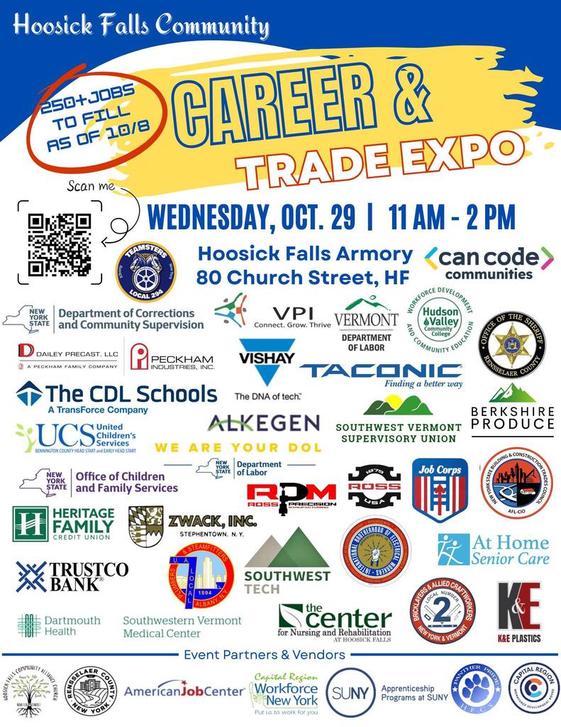 Today is the Hoosick Falls Community Career & Trade Expo, from 11am - 2pm at the Hoosick Falls Armory. Stop by our HFCSD booth and say hi! https://www.facebook.com/share/1Bfm1F9tpw/