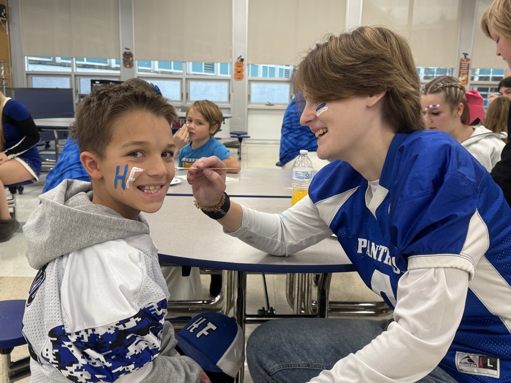 Please enjoy these pictures from our Spirit Week's face-painting day! Our elementary students always have fun when the high schoolers come and visit them.💙🤍🐾