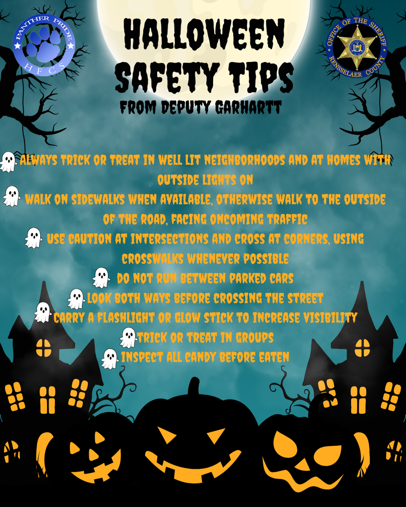 Please consider these important Halloween safety tips from our School Resource Officer, Deputy Garhartt. 🎃 Rensselaer County Sheriff's Office 