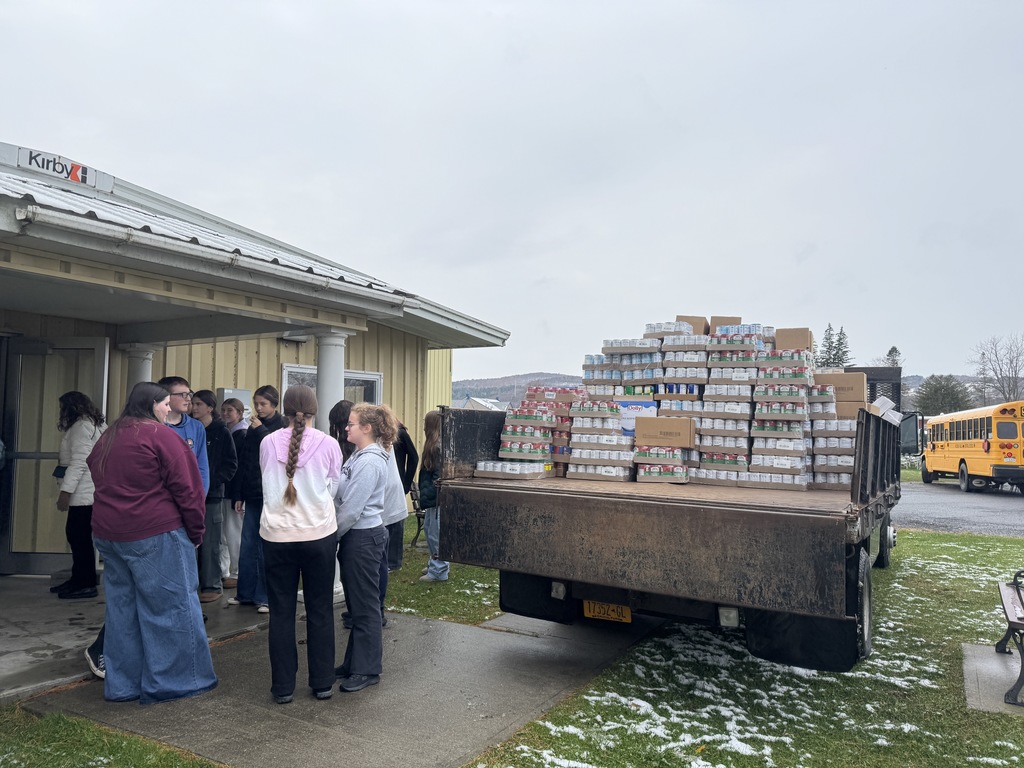 Last week, 24 National Junior Honor Society students and Mrs.  Mabey went to our local food pantry, Hoosick Area Church Association (HACA). The students moved ~5,000 lbs of food from HACA to the Town's Reynolds-Gilchrest Skating Rink, to be sorted and placed into ~180 Thanksgiving distribution boxes for the community. 💙🤍