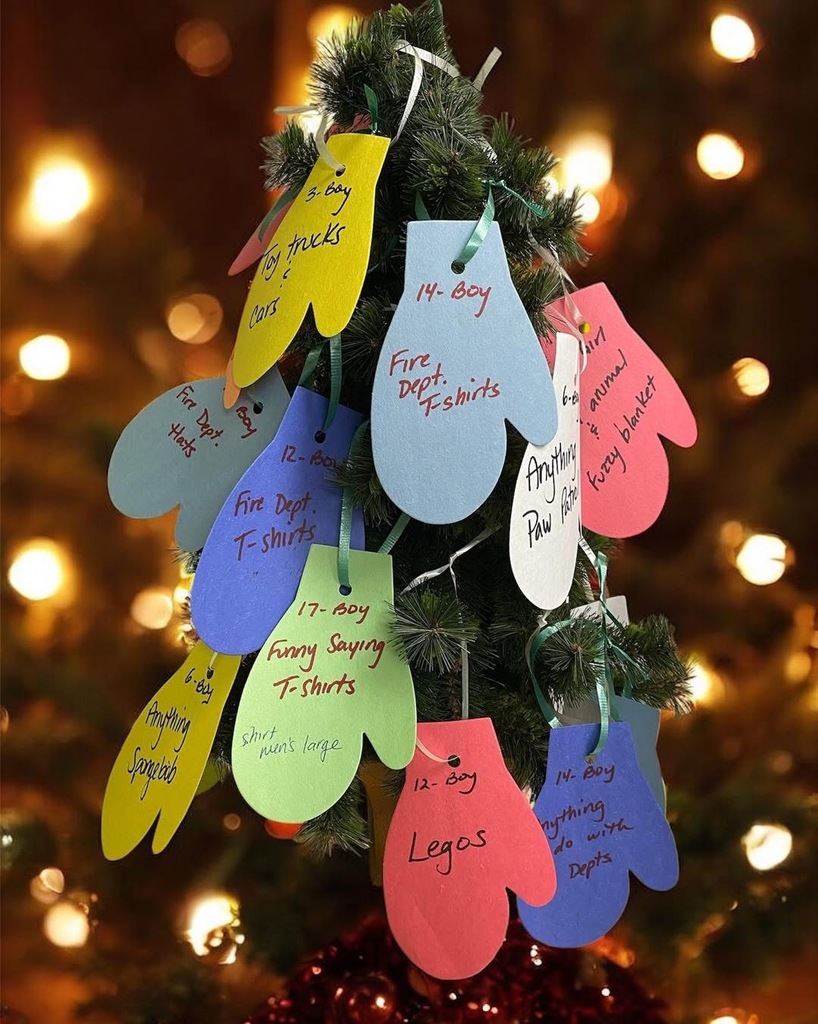 toy drive tree with mittens