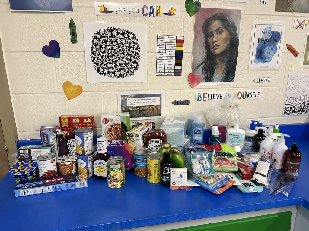 Before Thanksgiving break, HFCS made a few donations to the local food pantry at HACA (Hoosick Area Church Association). The elementary school hosted a hat day where students and staff could donate $1 to HACA and wear a hat. They raised $480! The Art Club also held a food and toiletries drive and collected a lot of great items. The middle school had a house challenge to see which house could collect more food items to donate, and they filled a trunk!  Great job to our students and staff, and to the families who help donate and encourage our students to spread generosity and think about our community. 💙🐾