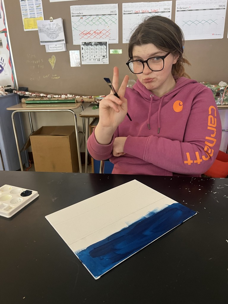 Every year around the holidays, Mrs. Philpotts-Breese and Mrs. Sutton's students chose a painting to reproduce. This year, they chose the "Northern Lights” painting. They persevered, and their finished products were stunning!! They all did a great job letting their creativity shine through! 🎨🌌