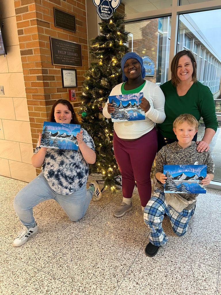 Every year around the holidays, Mrs. Philpotts-Breese and Mrs. Sutton's students chose a painting to reproduce. This year, they chose the "Northern Lights” painting. They persevered, and their finished products were stunning!! They all did a great job letting their creativity shine through! 🎨🌌