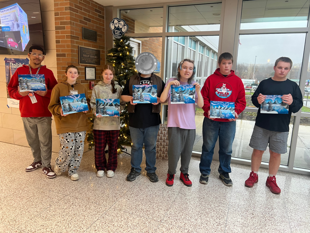 Every year around the holidays, Mrs. Philpotts-Breese and Mrs. Sutton's students chose a painting to reproduce. This year, they chose the "Northern Lights” painting. They persevered, and their finished products were stunning!! They all did a great job letting their creativity shine through! 🎨🌌