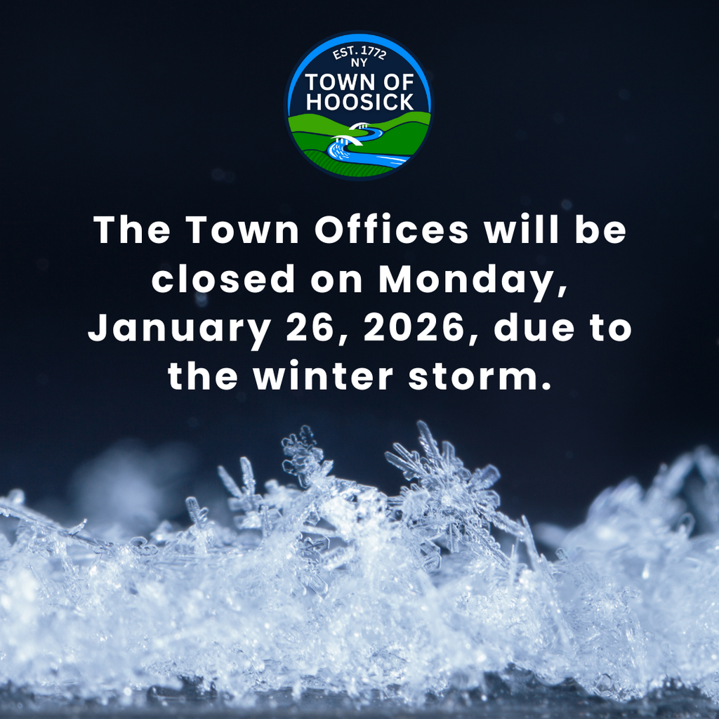 The Town Offices will be closed on Monday, January 26, 2026, due to the winter storm.