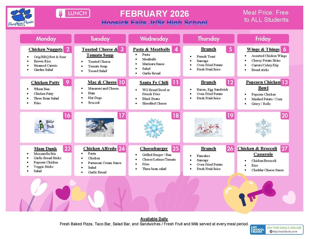 february middle school & high school menu