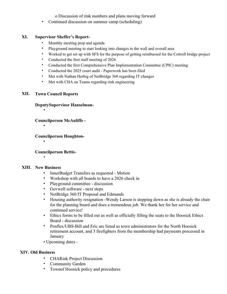 town board meeting 2/9/26 agenda 2