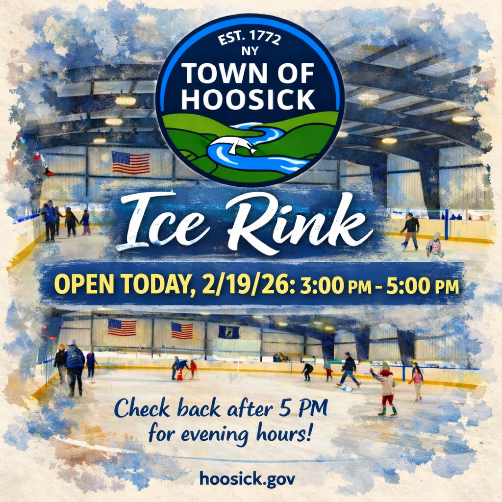 ice rink hours 2/19, 3-5pm open