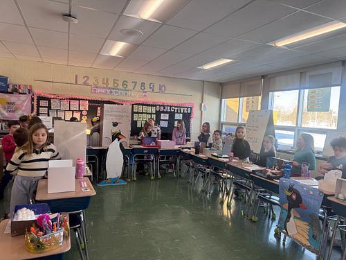 🐧Second-grade students learned all about penguins this month! 🐧Students had to choose a penguin to research, complete a report, and then create a diorama, poster, or physical display all about the penguin they researched. Then the students had the opportunity to present their project to the other grades and teachers and share all they learned. It was a fun winter project that the students really enjoyed!