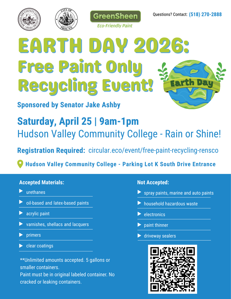 Free "paint only" recycling event at HVCC. Registration is required. See flyer for full details. 