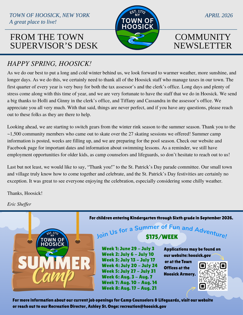 april 2026-from the town supervisor's desk- community newsletter