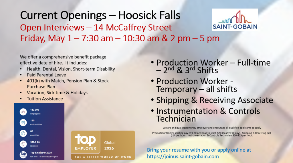 Saint-Gobain open interviews flyer 5/1