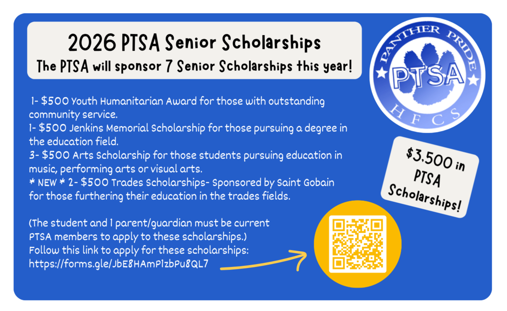 This is a friendly reminder that there is still time for 2026 seniors to apply for the 7 PTSA Senior Scholarships available this year! There are $3,500 in scholarships this year!! Applications are completely online and due May 4th. Here is the link to the application form to complete: https://forms.gle/ohjYVMJWypsymvyZA To become a PTSA member, follow this link: https://hoosickfallscsd.givebacks.com/shop