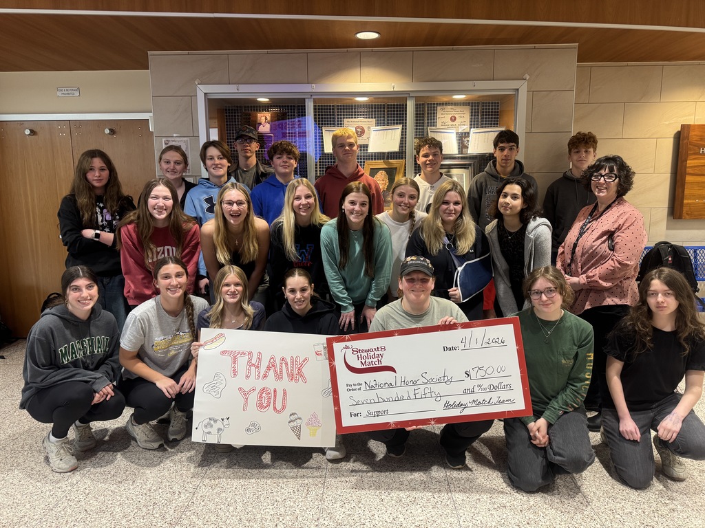 Our HFHS National Honor Society recently received a $750 grant through the Stewart’s Shops Holiday Match Program! This funding will help support the NHS Christmas Wish program, which provides winter clothing such as pajamas, underwear, hats, mittens, boots, snow pants, winter coats, shoes, and toiletries to families in need in our community. Thank you, Stewart's, for your support! For more information or to donate to this program, please visit our fundraiser page on our website: https://www.hoosickfallscsd.org/page/current-fundraisers