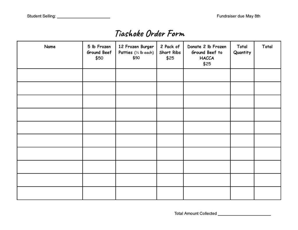 class of 2027 beef fundraiser order form
