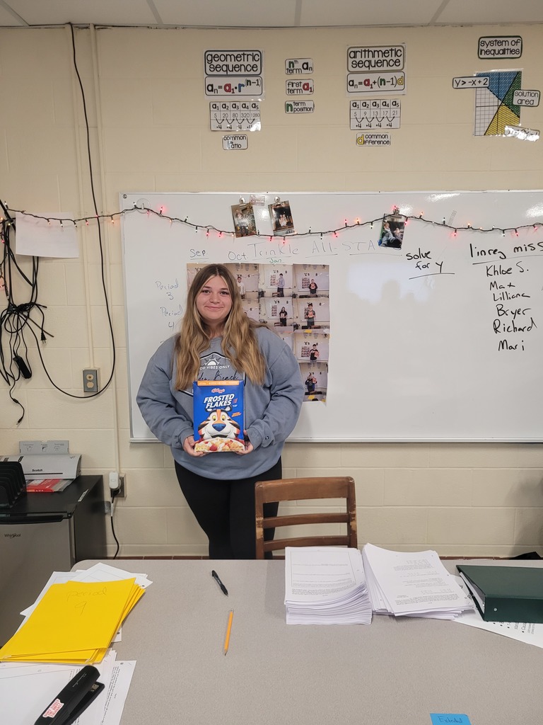 High School Math Teachers, Mrs. Jessica Nelson and Mr. Jacob Trinkle, shared their March 'Mathematicians of the Month' awardees: Algebra 1/Period 9: Emmitt Willbrant, Algebra 1/Period 3: Kaydence Williams, Algebra 1/Period 7: Reese Richard, Algebra 1/Period 4: Blake Prevey, Intro to Geometry- Grace Eastman, Luis Santiago, Amara Chapones-Ulloa, Regents Geometry- Brayden Ferrannini, Kristopher Petkoff, and Stats and Probability- Tatum Hickey. Keep up the great work, students, and thanks for sharing, Mrs. Nelson and Mr. Trinkle! 