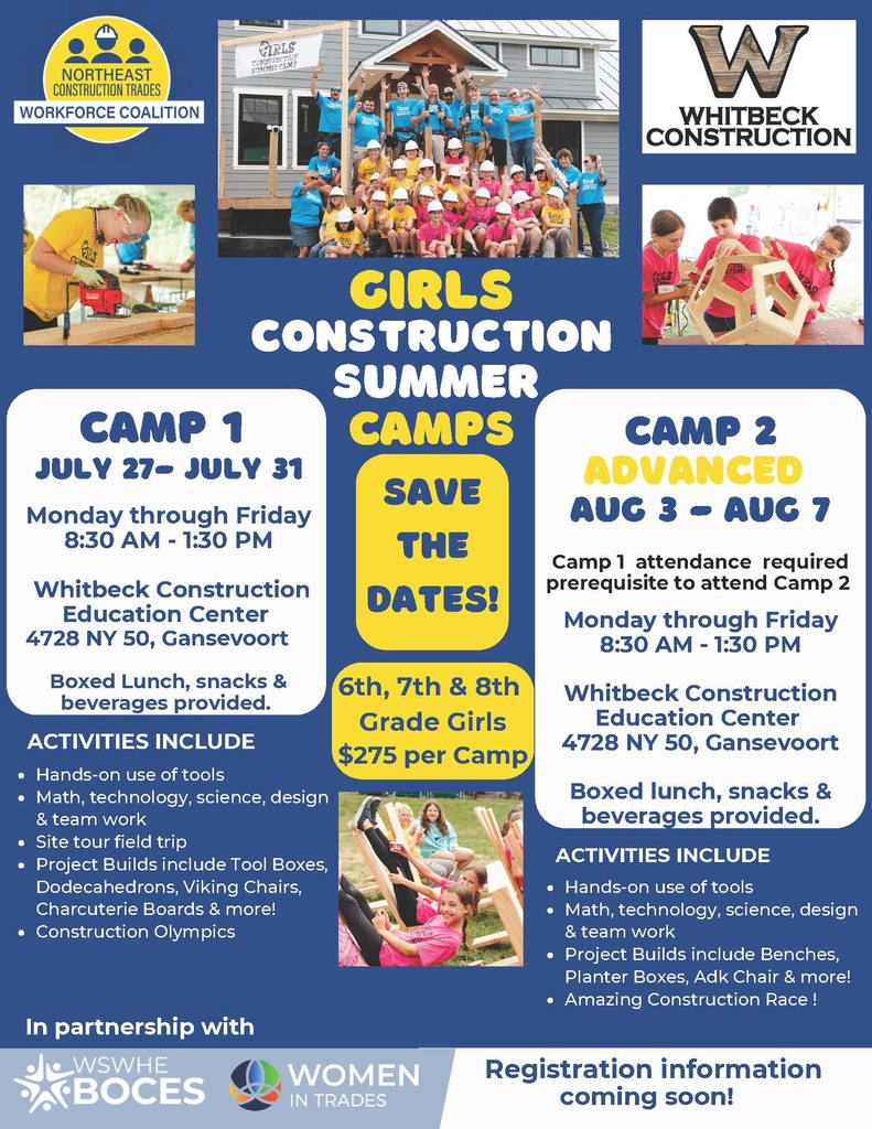 MARK YOUR CALENDARS‼️ Girls Construction Summer Camps are BACK and we cannot wait! Two weeks of real tools, real projects, and real skills for 6th, 7th & 8th grade girls. Spots will go fast — registration info dropping soon!