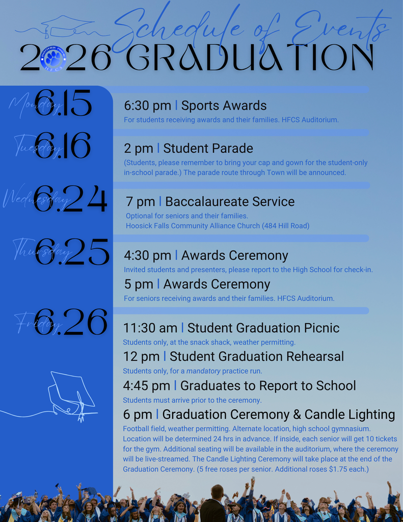2026 Graduation schedule of Events 