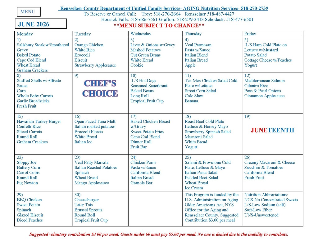 The Hoosick Falls and Grafton Senior Centers have some great activities and menus planned for the month of May. Check out their calendars! Did you know that the Hoosick Falls Senior Center is now offering Monday through Friday van transportation to any Hoosick-area seniors (60+) who would like to come to the Center? Pickup times vary depending on location, starting at 9 am and leaving at approximately 2:30 pm. Reservations are required and can be made by calling 518-686-7561 or signing up at the center.