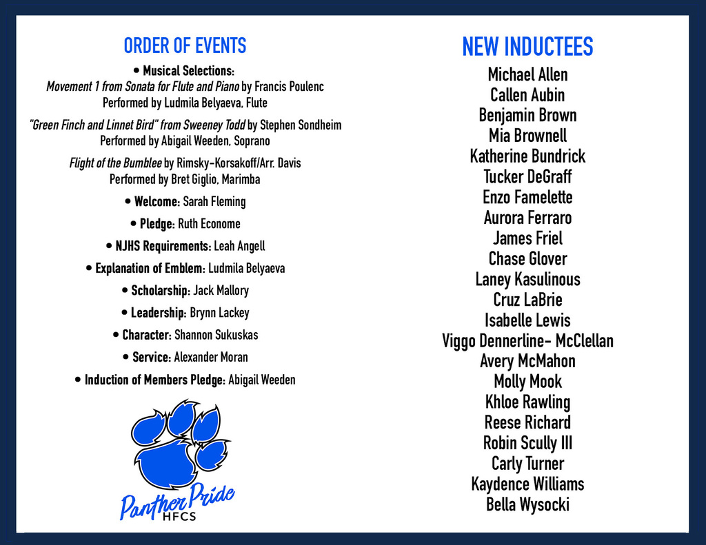 JR NHS induction ceremony 2026 program